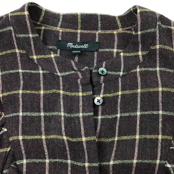 Madewell Deep Purple Plaid Ruffle Button Down Top - Picture 7 of 12